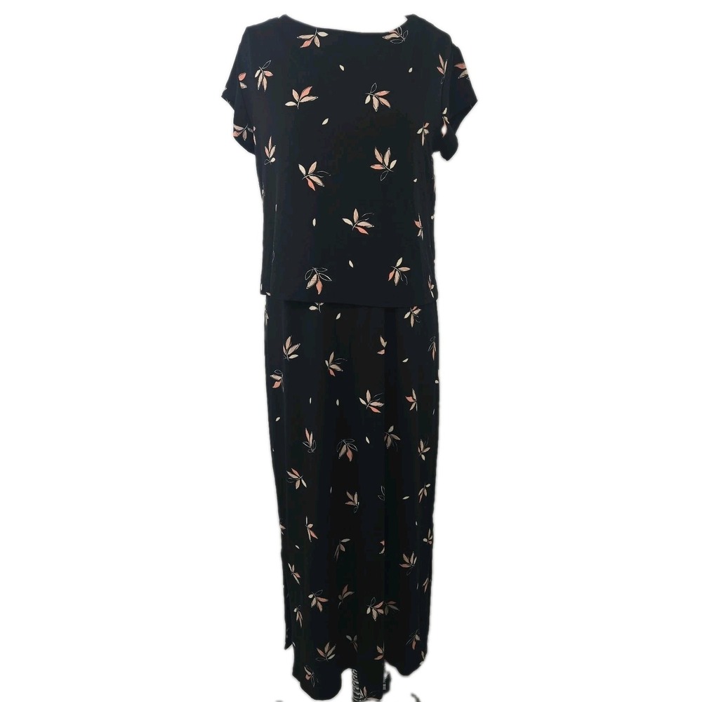 J. Jill Wearever Collection 2 PC. Maxi Dress & Top Black Jersey SET Small